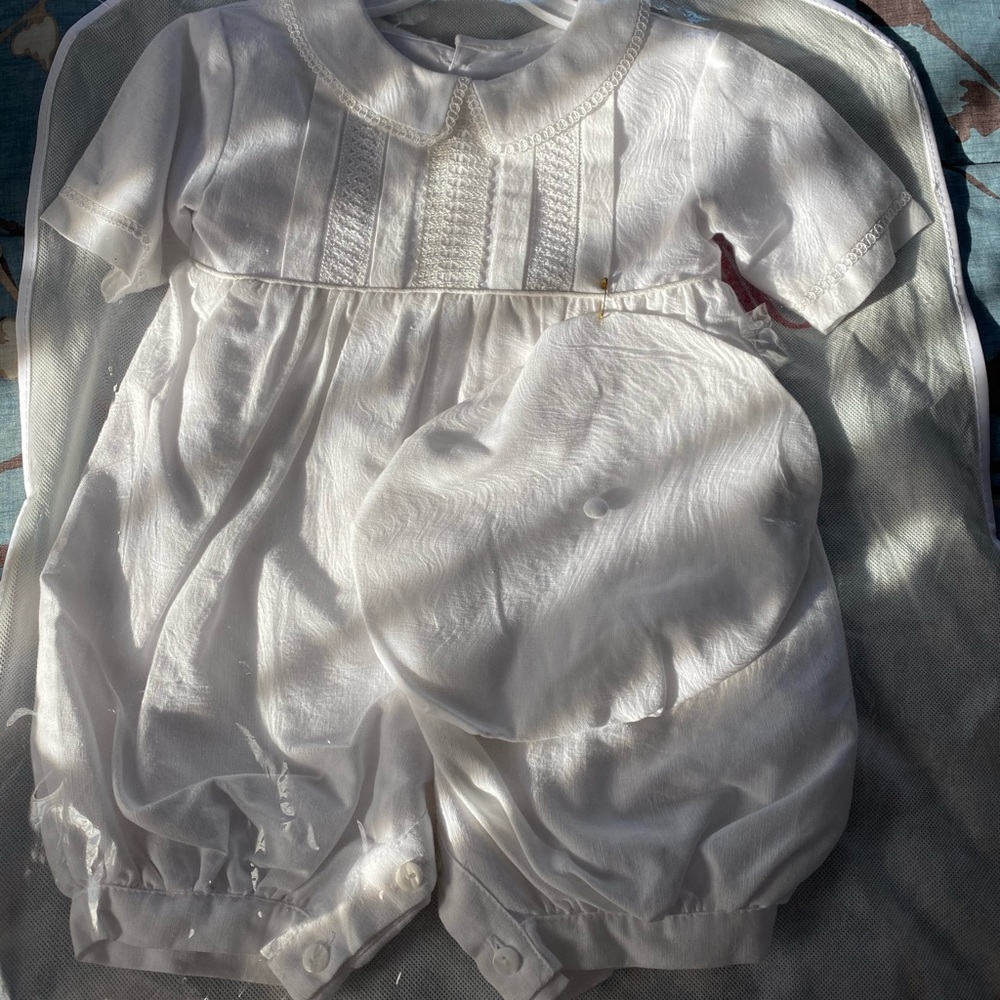 Boy christening outfit romper